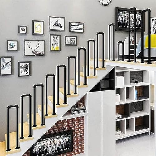 Hggdsac Railing Indoor&Outdoor, U-Shaped Stair Railing, Stainless Steel Stair Railing, Wall Mounted Non-Slip Handrails, for Kids,Elderly,Pregnant Women and People with Limited Mobility, Right Angle