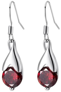 Tolldek Weißgold 9K Ohrringe Frauen Echtschmuck, Rot Labor Erstellt Rubin Tropfen Ohrhänger, Au375 Gold Ohrstecker Damen Echtschmuck