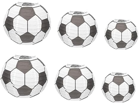 NUOBESTY 6 Stück Fußball Papierlaternen mit Eisenrahmen Leichte Bunte Lampions für Fußball Party Deko Geeignet für Innen und Außen für Geburtstag Sportevent Hochzeitsdeko
