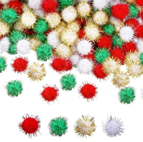 Kugeln Zum Basteln 100 Stück Filzkugeln Bunt 2 cm Mini Pompons Zum Basteln Glitzernd Bastel Pompons für Weihnachtliche Dekorationen, Diy Zubehör