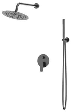 Lavita Spark Gunmetal Unterputz-Duschset Duschen Komplette Dusche Duschgarnitur mit Regendusche Duschbrause Set Armatur Modernes Design
