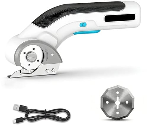 Kartonschneider Elektrisch 4V, Universeller Elektrische Schere für Karton, Stoff, Teppich, Leder, Filz