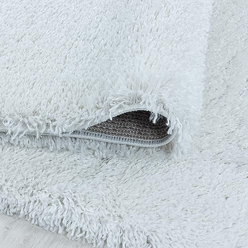 KADIMA DESIGN Hochflorteppich Einfarbig Uni Weich Flauschig Waschbar Strapazierfähig Langlebig Weiß 200x200 cm Wohnzimmer Esszimmer Schlafzimmer Fußbodenheizung geeignet Oeko-TEX | SALZACH