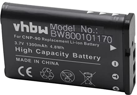 vhbw 1x Akku Ersatz für Casio NP-90 für Kamera (1300 mAh, 3,6 V, Li-Ion)