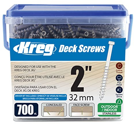 KREG® Edelstahl-Deckschraube, 51 mm, #8 Grobgewinde, Flachkopf, 700 Stück