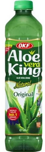 OKF King Original Aloe Vera Drink, 1.5 Litre | Authentic Korean aloe vera juice drink with real pulp. Crisp chilled healthy beverage perfect for big family dining