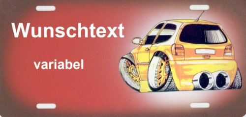 Nummernschild und Namensschild VW Polo Comic selbst gestalten und konfigurieren individuelle Geschenkidee Aluminium-Schild Autoschild Aluschild Kfz-Kennzeichen-Schilder