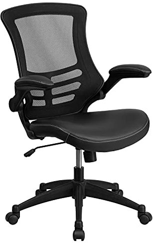 Flash Furniture Bürostuhl, ergonomisch, mit Netz-Rückenunterstützung, geformtem und höhenverstellbarem Sitz und feststellbarem Kipphebel, schwarz, 65 x 63 x 105 cm