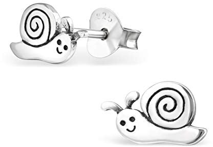 925 Sterling Silver Snail Stud Earrings for Girls | snail earrings, lightweight everyday studs, gift boxed for girls or women, nickel free for sensitive ears