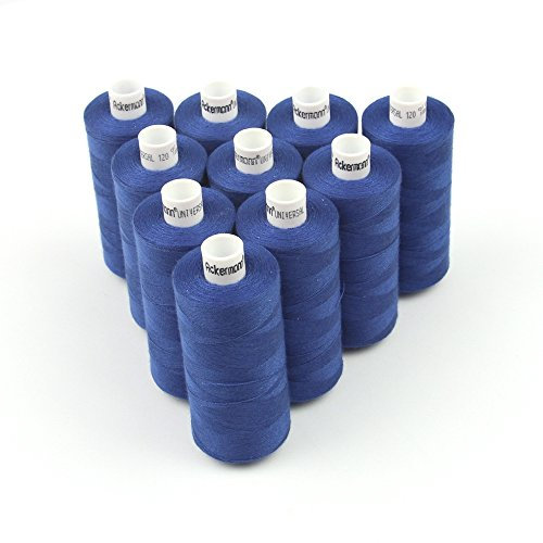 Ackermann 10x 1.000m UNIVERSAL NÄHGARN, Stärke 120, Qualitätsgarn, Nähmaschinengarn, Overlock Garn, Garn für Overlock-Nähmaschinen (0737 Dunkelblau)