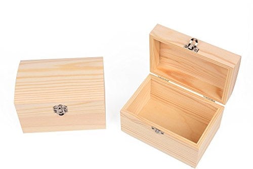 ewtshop® Holz-Schatzkisten, 2er Set auch zum Bemalen, Holztruhen, Schatzkiste, Schmuckkästchen
