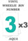 Set of 3 - Aqua Bin Number 3 - Removable Self Adhesive Waterproof Durable Vinyl Stickers - Digitally Cut to The Sticker Shape - Size 170mm