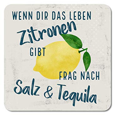 Interluxe LED Untersetzer - Wenn dir das Leben Zitronen gibt - leuchtender Glasuntersetzer mit witzigem Spruch als Tischdeko oder Geschenk