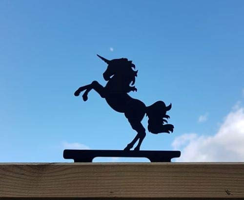 Metal Unicorn Fence Post Topper, Garden Ornament, Garden Decor, Metal Art