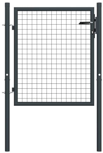 vidaXL Puerta de Malla de Jardín Cancel de Valla Verja Patio Entrada Exterior con Cerradura Robusta Estable Duradera Acero Galvanizado Gris 100x125 cm