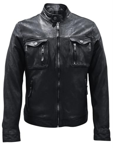 LEDER24H Herren Lederjacke Braun oder Schwarz Vintage Jacke 9045