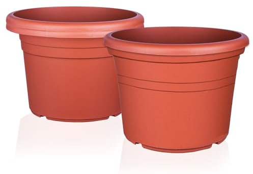 BigDean 3X Blumentopf Ø 20 cm Farbe Terrakotta Kunststoff Pflanztopf Containertopf Übertopf Pflanzkübel rund 20 x 14,5 cm
