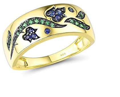 Bagues en argent pour femmes 925 en argent sterling couleur or mousseux vert spinelle délicat bleu tulipe fleurs bijoux fins 6