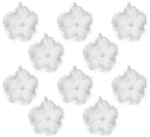 MWOOT 10 Pezzi Ciondoli Piume Bianche per Alberi Natale, Pendenti Piume Bianche per Decorazioni Natalizie, Ornamenti Stella per Decorazioni Interni Natalizie Capodanno, Accessori Decorazioni