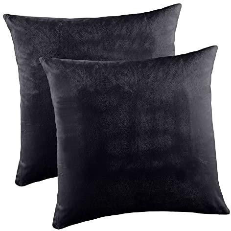 MALIKA Set 2er Kissenbezug Cashmer Touch Fleece Kissenhlle Sofakissen Kopfkissenbezug Kissenbezug Couchkissen, Gre:50 x 50 cm, Designe:ANTHRAZIT