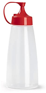 CABLEPELADO Bote plastico para Salsas, Botellín para Salsas, Recipiente para Aceite, Botella de Salsa, Dispensador Salsas, Biberón de Cocina, 17 cm Longitud, Capacidad 300 ml, Transparente