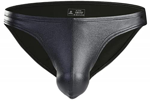Jungerhouse Herren Lackleder Slips Unterhose Wetlook sexy Unterwäsche Leder Lack Briefs Thong G-String Strings Tangas Erotik Dessous Reizwäsche Glanz Look Höschen (XL,Schwarz)