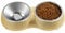 eing Dog Bowls Double Dog Water and Food Bowls Stainless Steel Bowls with Non-Slip Resin Station and Bling Rhinestones, Pet Feeder Bowls for Puppy Medium Dogs Cats Puppy Pets,Gold