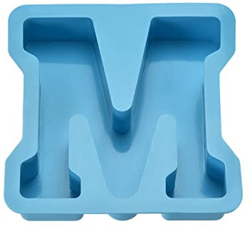 sourcing map Stampo per lettere dell'alfabeto 3D da 10 cm, in resina siliconica, per resina epossidica, arte fai da te, artigianato, decorazione, M, blu