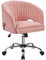 Yaheetech Poltroncina/Sedia da Ufficio Scrivania Ergonomica in Velluto Imbottita a Rotelle Girevole Reclinabile Altezza Regolabile Rosa
