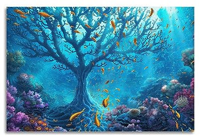 KAIMI Sea Life Poster Unterwasserwelt, dekoratives Gemälde, Leinwand-Wandposter und Kunstdruck, modernes Familienschlafzimmer-Dekor-Poster, 50 x 75 cm