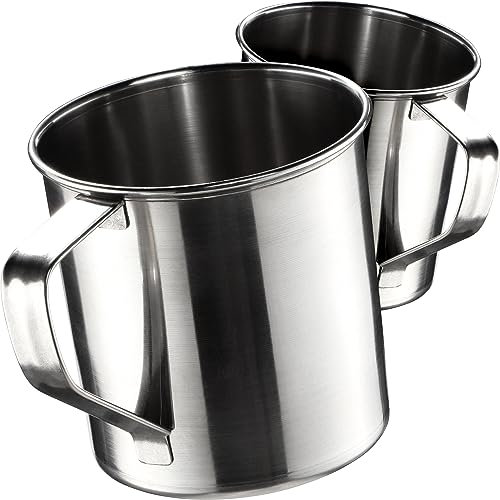 KADAX Tazza in acciaio inox, resistente, con manico, infrangibile, per caffè, tè, succo e acqua (9 cm/2 pezzi)