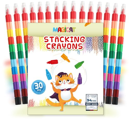 Magicat Stapelbare Wachsmalstifte I 360 einzelne Buntstifte für Kids in 12 Leuchtenden Farben I Ultimatives Mitgebsel Kindergeburtstag 6, 8, 10 Jahre