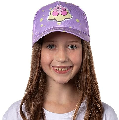 Nintendo Kirby All Over Star Print Youth Snapback Hat Girls Kids Adjustable Hat Purple, Violett, Einheitsgröße