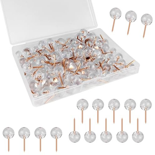 50Pcs Cute Push Pins, Rose Gold Map Tbumbtack, Decorative Round Head Pins for Cork Board, Bulletin Board, Office (Rose Gold, 50)