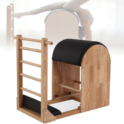 KLUFO Pilates-Leiterfass, Vintage-Massivholz-Profi-Yogageräte-Leitereimer, Fitnessgeräte für Gleichgewicht, Rumpfkräftigung und Dehnung für Anfänger zu Hause und im Pilates-Studio