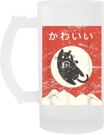 Suzetee Vintage Japanese Cat Kawaii Anime Transparentes Bierglas Mit Henkel Trinkbecher