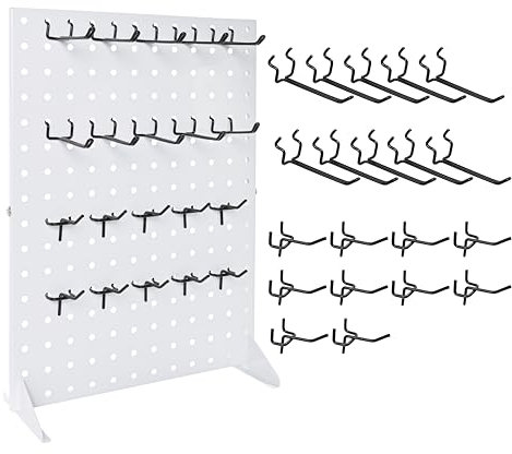 humberboat Présentoir en panneau perforé avec 20 crochets pour tableau perforé pour la vente d'accessoires, bijoux, boucles d'oreilles (blanc)