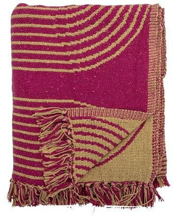 Bloomingville Hochwertige Tagesdecke 160x130 cm – Vielseitige Kuscheldecke aus recycelter Baumwolle, ideal als Sofadecke, kuschelig weich und pflegeleicht (Pink)