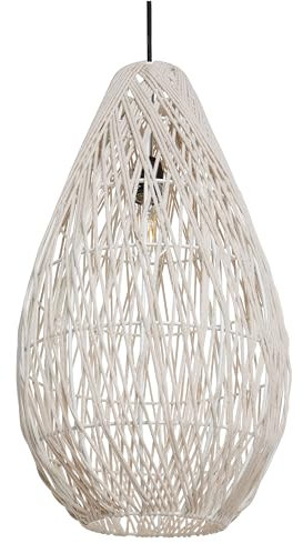 Hängeleuchte aus Baumwolle Käfigschirm Handgefertigt Natur Japandi Stil Beige Anotto