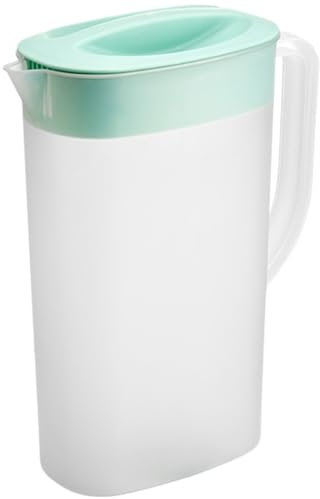 Puche de lait avec couvercle, cruche à eau pour réfrigérateur, 2,5 L des cruches à eau avec récipient d'eau à la chaleur et au froid avec filtre pour le jus de fruits d'eau boisson, vert