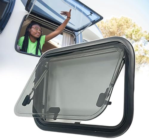 pealiritansemen Fenêtre Latérale De Caravane, Fenêtre D'extrapolation De Camping-Car avec Store Enrouleur Et Moustiquaire Intégrés, avec Rideau Pare-Soleil, pour Caravanes, Remorques,600X300mm