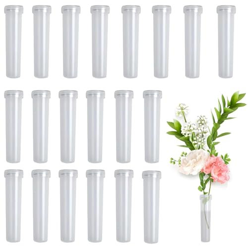 Blumenröhrchen, Blumen Wasserröhrchen mit Kappen, 20 Stück Reagenzgläser für Blumen, Transparent Orchideenröhrchen für Blumenarrangements Pflanze, für Blumengeschäfte Restaurants Cafés Schlafzimmer