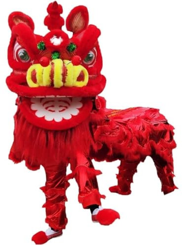 TOTIKI Danse du Lion Chinois Costume De Mascotte De Danse du Dragon Chinois, Accessoires De Danse du Dragon Et du Lion, Fête De Spectacle du Nouvel an Chinois Danse du Dragon(Rot)