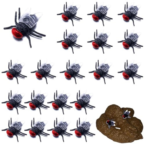Realistische Insekten,Realistische Kleine Fliegen Für Scherz,20PC Realistische Käfer aus Kunststoff,Insekten Plastik Spielzeug,Realistisches Insektenspielzeug,Aprilscherz,Halloween Teasing Requisiten