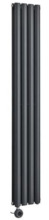 Milano Aruba 1000W Anthracite Vertical Double Oval Panel WiFi Electric Radiator - 1600mm x 236mm