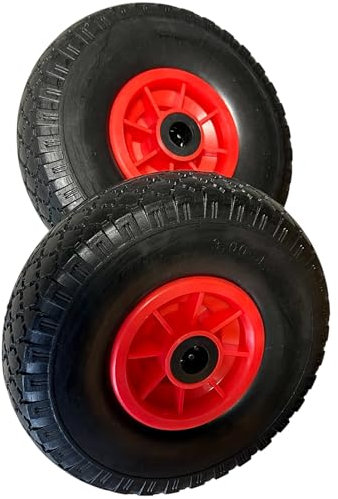 KOVA® 2x Sackkarrenrad Pannensicher PU Vollgummi Ø 260 mm für 2cm Ø Achse 3.00-4 Sackkarren Bollerwagen Rad Ersatzrad Reifen Räder für Sackkarre Vollgummireifen Bollerwagenrad Sackkarrenräder, S/R, W