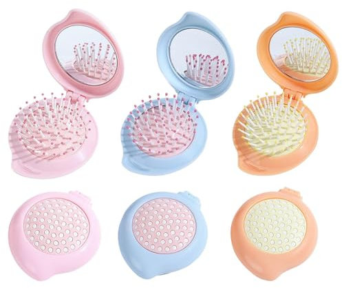 Mini Spazzola Per Capelli 3 Pezzi Con Specchio, Spazzola Per Capelli Compatta, Spazzola Per Capelli Pieghevole, Spazzola Per Specchio Per Trucco, Spazzola Per Capelli Bagnati