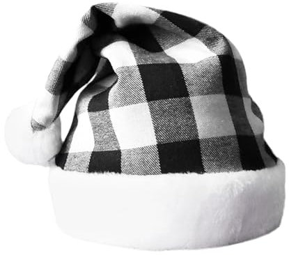 generisch Christmas Hat Black Red Polyester Cotton Hat Ohrenklappen Mütze Damen (Black, One Size)