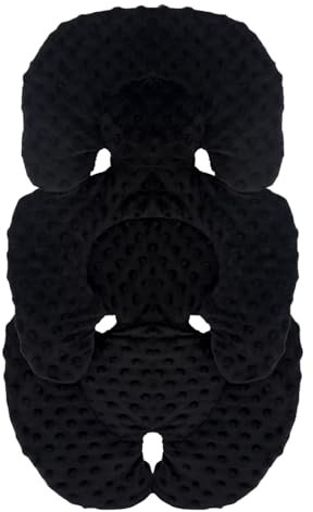 Baby Autositz-Kissen, Kopf- und Körperstütze für Neugeboreneneinsatz, 2-in-1 reversibles Babysitz-Kissen, weiche Kinderwagen-Einlage für Autositze, Babywippen, Kinderwagen und Schaukeln (Schwarz)