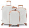 LEADZM Set de 3 Valises de Voyage, Valise Grande Taille, Valise Cabine, Set de Bagage pour Voyage, ABS avec Coins Renforcés, roulettes Pivotantes 360°, Design Bicolore contrasté - Blanc crème